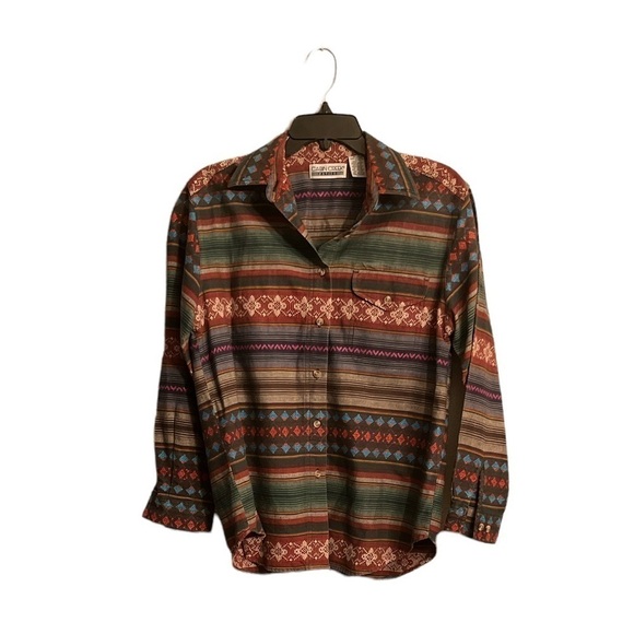Vintage Cabin Creek Southwestern Striped Button Down Size Medium - Picture 1 of 4